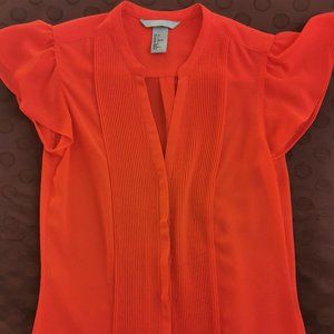 2/30$ H&M pin tuck tomato red blouse size 02